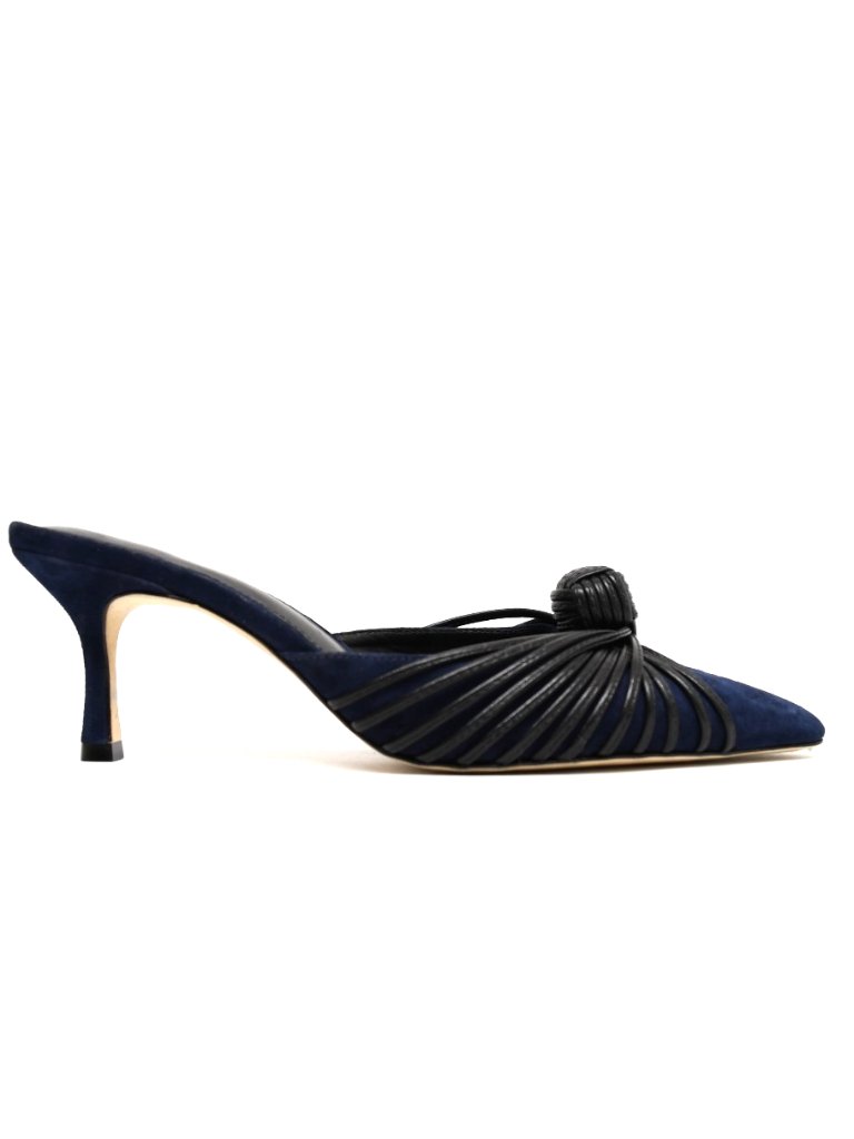 New! Larroude Valerie Pump Blue Suede Sandals Size 8 Dd150a